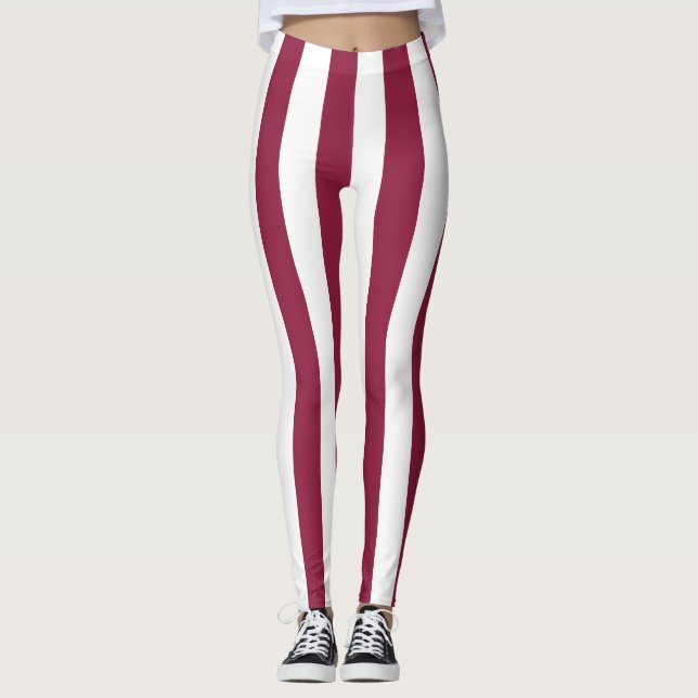 Lodrät Qatar National Flagga Färg stripe Leggings (Framsida)