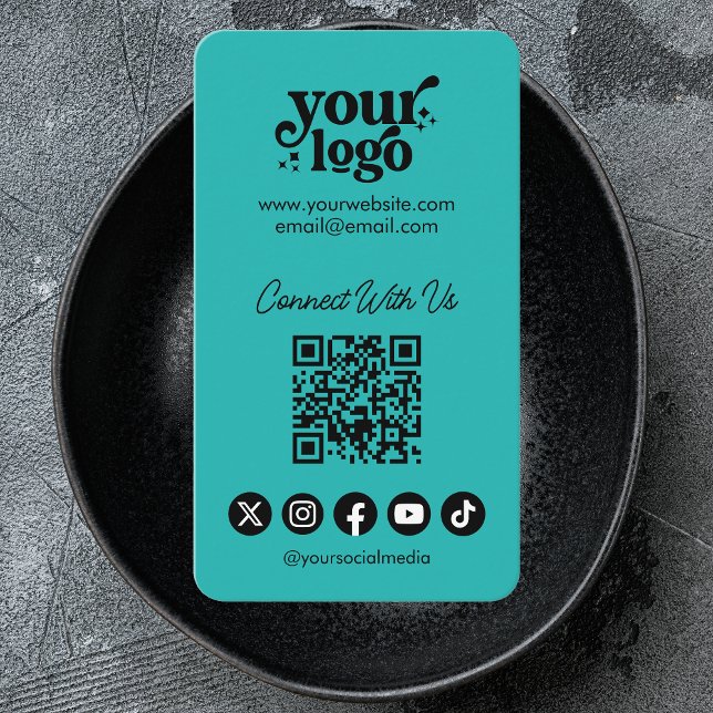 Lodrät QR Code Connect with US Social Media Coola  Visitkort (Skapare uppladdad)