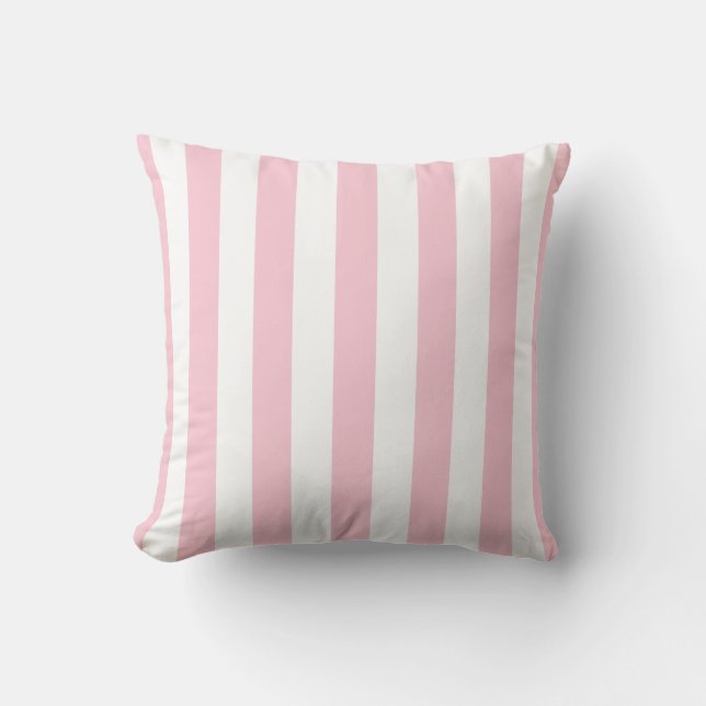 Lodrät Rand Baby Rosa och vitstripe Kudde (Framsida)