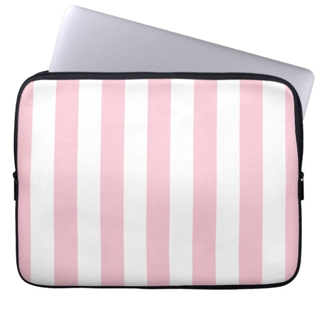 Lodrät Rand Baby Rosa och vitstripe Laptop Fodral (Framsidan)