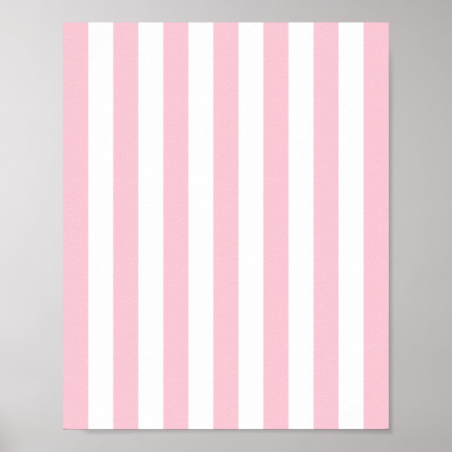 Lodrät Rand Baby Rosa och vitstripe Poster (Framsidan)