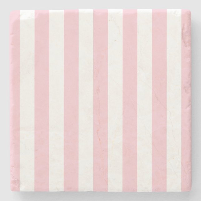 Lodrät Rand Baby Rosa och vitstripe Stenunderlägg (Framsidan)