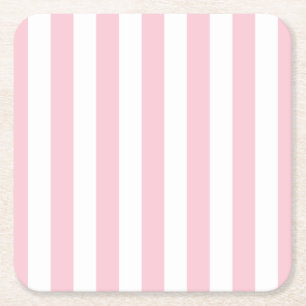 Lodrät Rand Baby Rosa och vitstripe Underlägg Papper Kvadrat