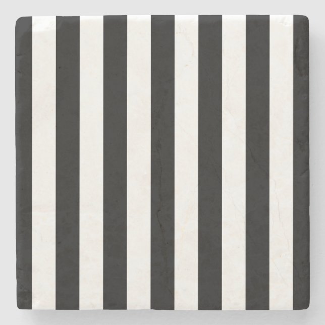 Lodrät Rand Black and White Stripe Stenunderlägg (Framsidan)
