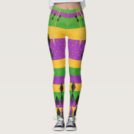 Lodrät Rand Diamond Harlequin Mardi Gras Färg Leggings
