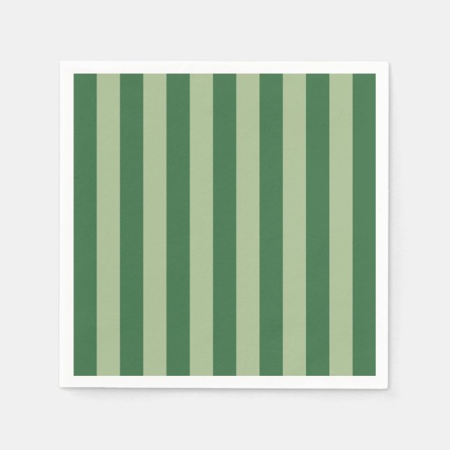 Lodrät Rand Forest Grönt Stripe Pappersservett (Framsidan)