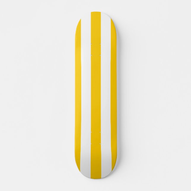 Lodrät Rand Gult och vit stripe Mini Skateboard Bräda 18,5 Cm (Framsida)