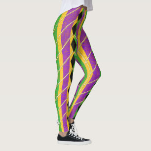 Lodrät Rand Harlequin Mardi Gras Färg Leggings