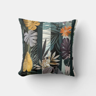 Lodrät rand monstera löv exotisk flora kudde