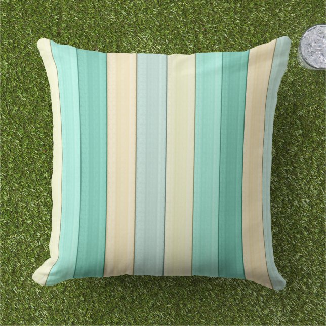 lodrät rand Pastel Mint Peach geometrisk Kudde (Gräs)