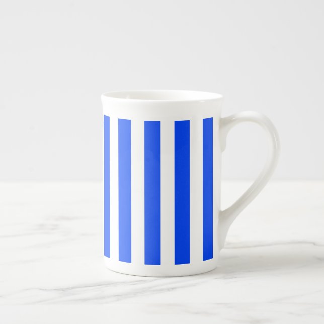 Lodrät Rand Sailor Blue & White Mönster Benporslin Mugg (Höger)