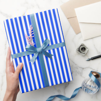 Lodrät Rand Sailor Blue & White Mönster Presentpapper