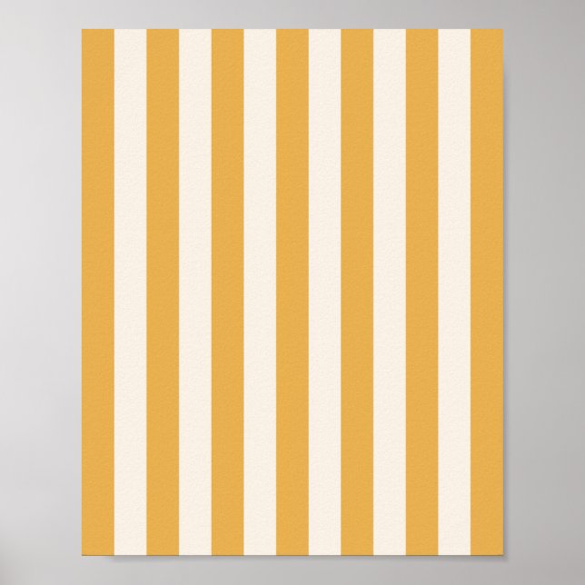 Lodrät Rand Senap Gult och vit stripe Poster (Framsidan)