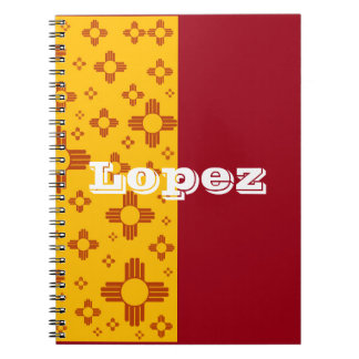 Lodrät Rand Zia Sol Red Gult New mexico Anteckningsbok