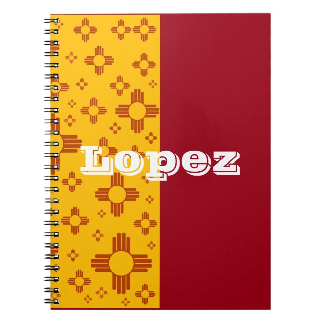 Lodrät Rand Zia Sol Red Gult New mexico Anteckningsbok (Framsidan)