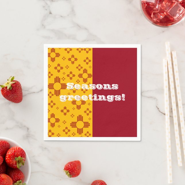 Lodrät Rand Zia Sol Red Gult New mexico Pappersservett (Insitu)