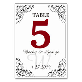 Lodrät Red and White Bord Card Bordsnummer