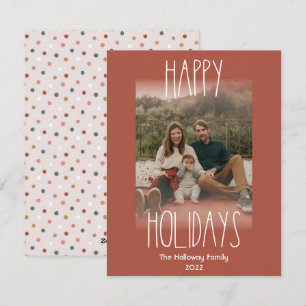 Lodrät Red Boho Polka Dot Faded Photo Julkort
