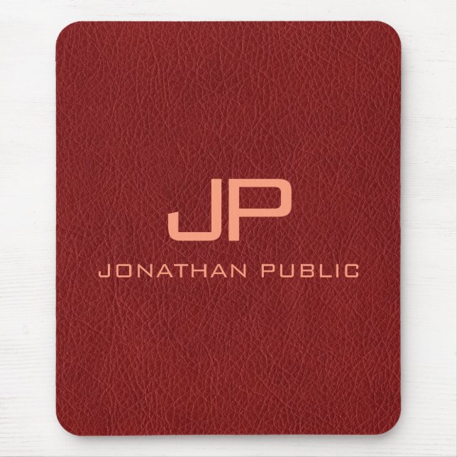 Lodrät Red Brown Leather look Monogram Template Musmatta (Framsidan)