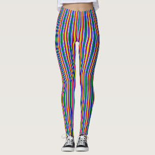 Lodrät Red Gult Grönt Rand Leggings