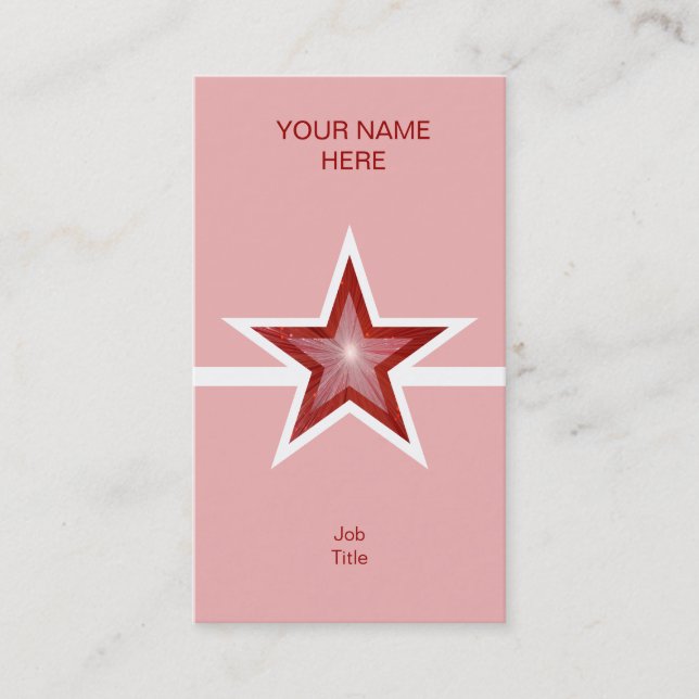 Lodrät Red Star white line affärskort rosa  Visitkort (Framsida)
