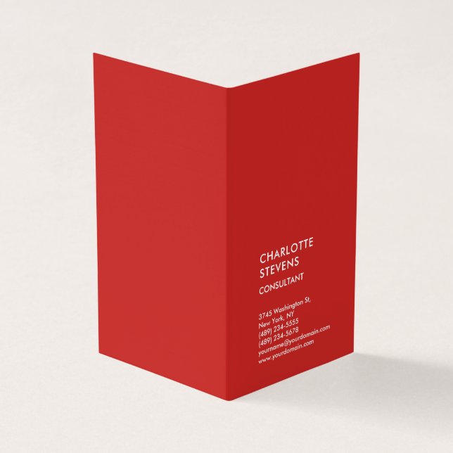 Lodrät Red Trendig Minimalist Elegant enkel Visitkort (Utsida)
