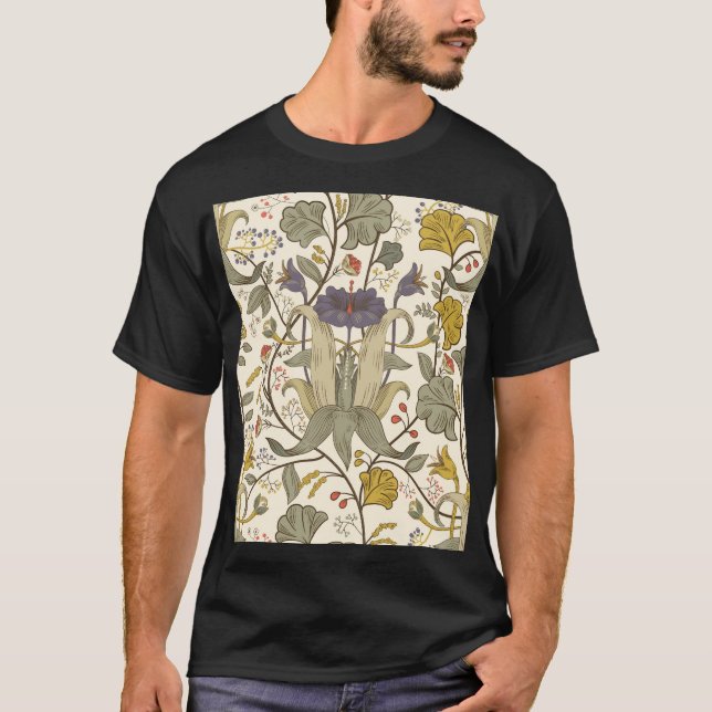 Lodrät Retro-blommigt är sömlös. T Shirt (Framsida)