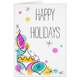 Lodrät Retro Träd Baubles Corner Helgdagars Hälsningskort