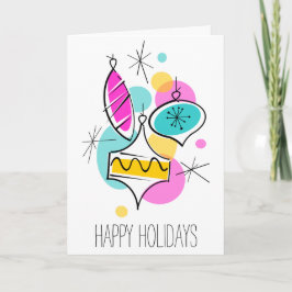 Lodrät Retro Träd Baubles Group Helgdagars text Helgkort