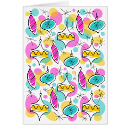 Lodrät Retro Träd Baubles Multi hälsning Card Hälsningskort