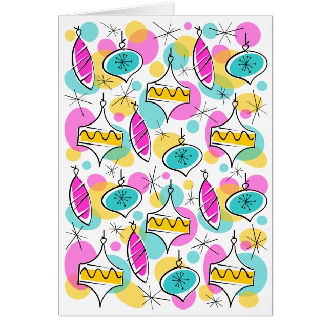 Lodrät Retro Träd Baubles Multi hälsning Card Hälsningskort (Framsidan)
