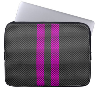 Lodrät Rosa Tävla Rand i kolfiber Stil Laptop Fodral