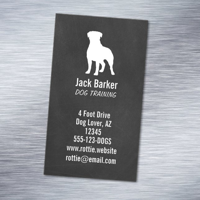 Lodrät Rottweiler Silhouette Chalkboard Stil Magnetiska Visitkort (Skapare uppladdad)