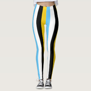 Lodrät Saint Lucia National Flagga Färg Stripe Leggings