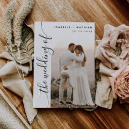 Lodrät Script Photo Arch Bröllop Inbjudningar