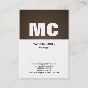 Lodrät sepia white monogram professionell modern visitkort