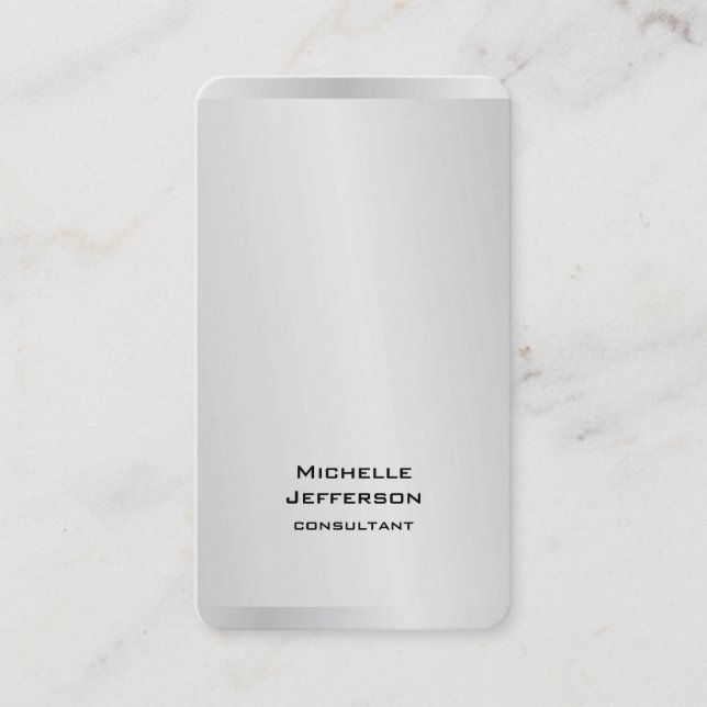 Lodrät Silver Grått Snyggt Trendig Modern Visitkort (Framsida)