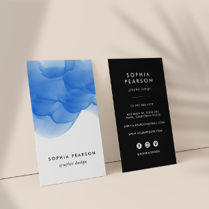 Lodrät Social Media i Cobalt Blue Watercolor Flot Visitkort