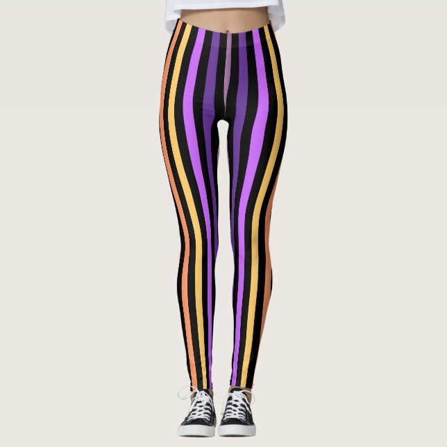 Lodrät, stripe-lager leggings (Framsida)