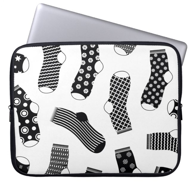 Lodrät struktur av strimlade och polka punktsockor laptop fodral (Framsidan)