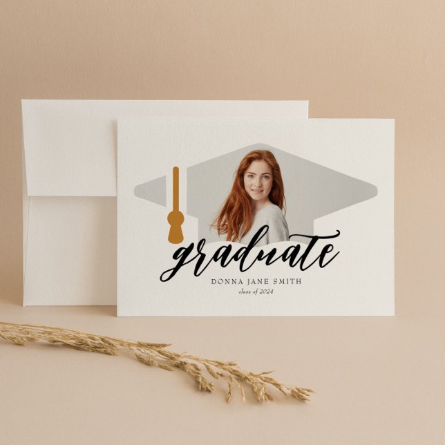 Lodrät studentmössa Modern Minimalist 4 foton Inbjudningar (Skapare uppladdad)