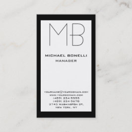 Lodrät svartvit gräns monogram affärskort visitkort