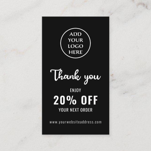 Lodrät Svartvit QR-kod för Business Logotyp Loyalt Rabattkort (Framsida)