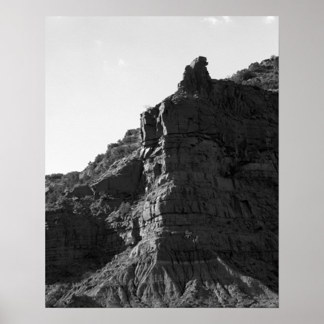 Lodrät Svartvitt Rocky Cliff Ligcape 16 x 20 Poster (Framsidan)