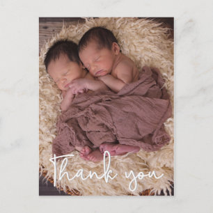 Lodrät tack Twin Birth Notification Vykort
