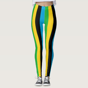 Lodrät Tanzania Flagga Färg strandade Leggings