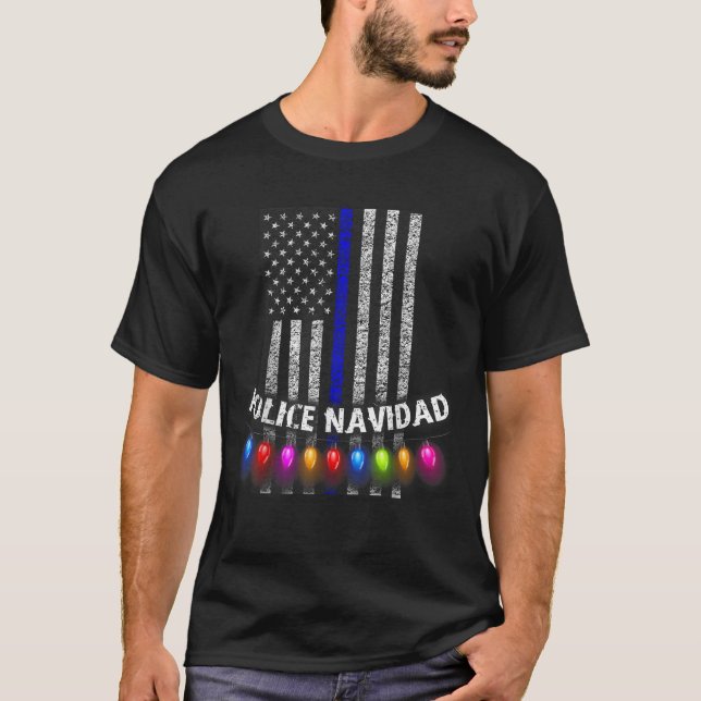 Lodrät Tee Blue Line från polisen Flagga Ch (Framsida)