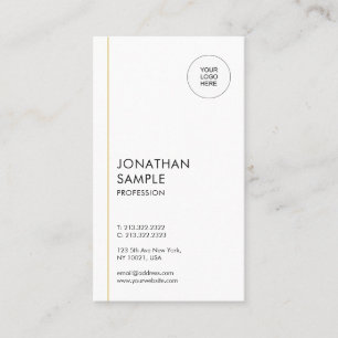 Lodrät Trendig Modern Minimal Template Guld White Visitkort