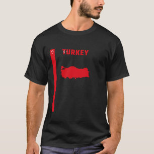 Lodrät Turkiska Flagga TURKEY Silhouette karta T T Shirt