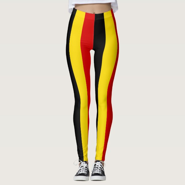 Lodrät Uganda National Flagga Färg stripe Leggings (Framsida)